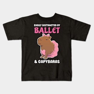 Easily Distracted by Ballet and Capybaras Cartoon Kids T-Shirt